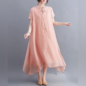 Collared Pink Maxi Dress
